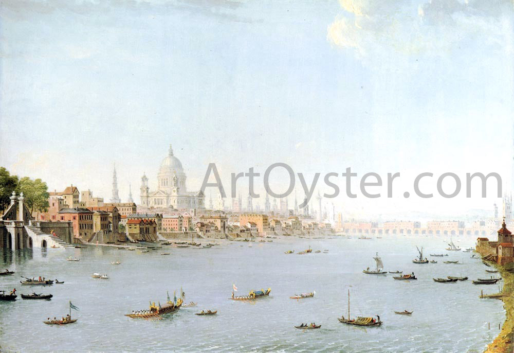  Antonio Joli The Thames Looking Towards The City - Canvas Print