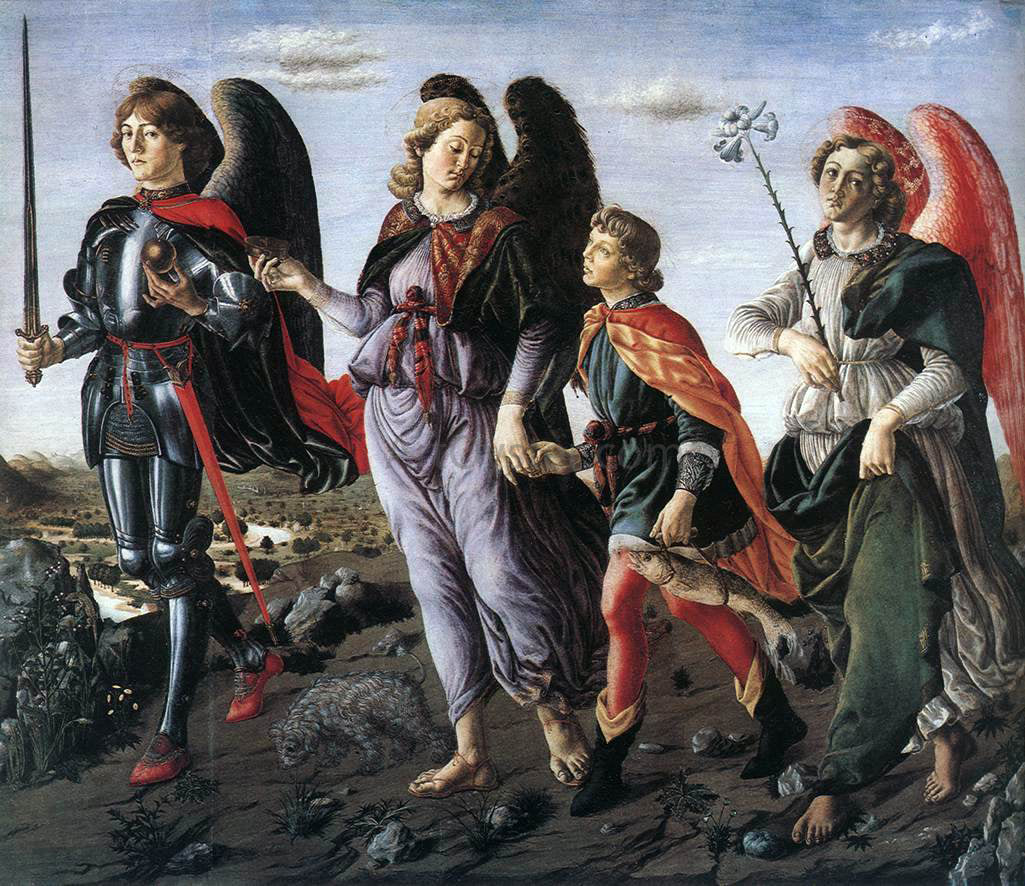  Francesco Botticini The Three Archangels with Tobias - Canvas Print