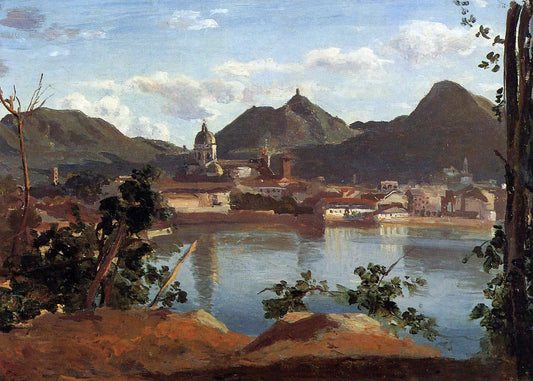  Jean-Baptiste-Camille Corot The Town and Lake Como - Canvas Print