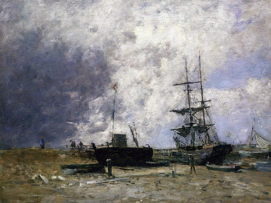  Eugene-Louis Boudin The Trouville Coastline, Low tide - Canvas Print