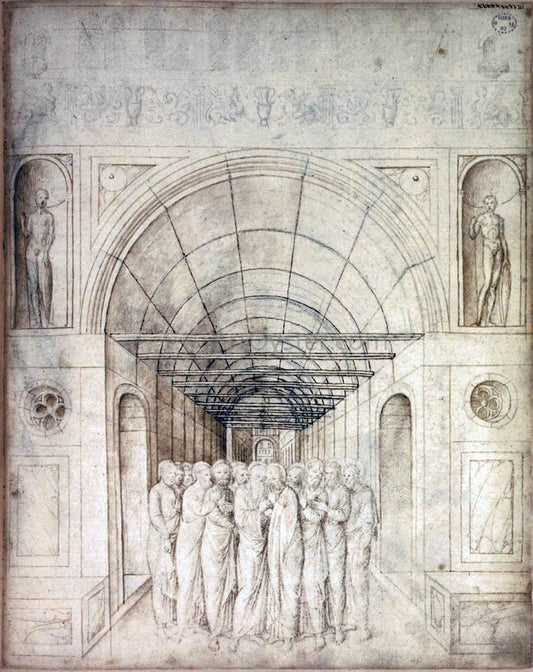  Jacopo Bellini The Twelve Apostles in a Barrel Vaulted Passage - Canvas Print
