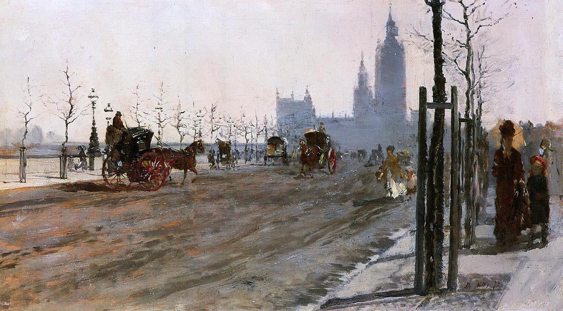  Giuseppe De Nittis The Victoria Embankment, London - Canvas Print