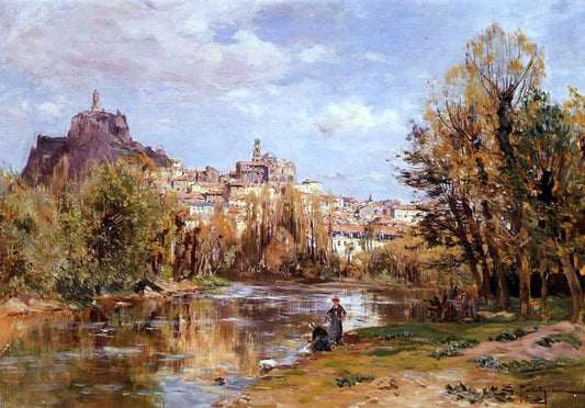  Edmond Marie Petitjean The Village of Puy en Valay - Canvas Print
