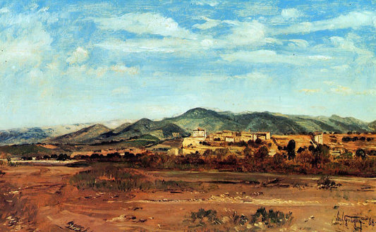  Paul-Camille Guigou The Village of Vaucluse, on the Banks of the Durance During the Dry Season - Canvas Print
