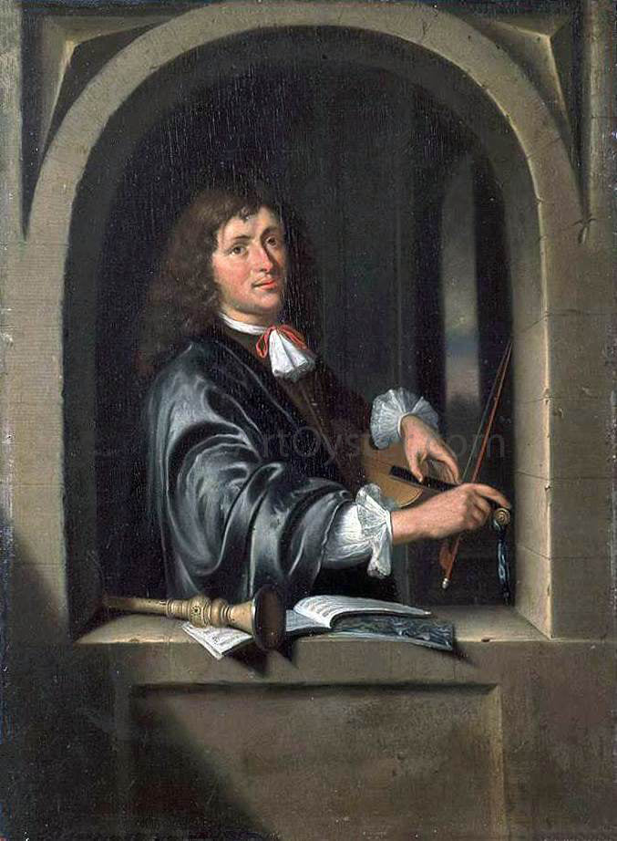  Pieter Cornelisz. Van Slingelandt The Violist - Canvas Print