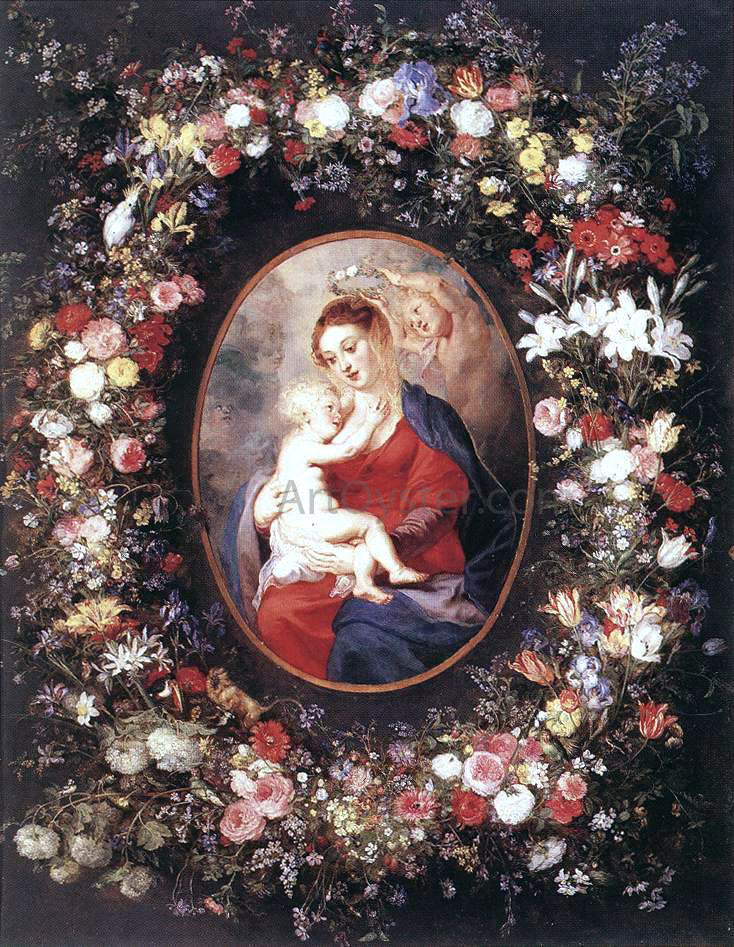 Peter Paul Rubens The Virgin and Child in a Garland of Flower - Canvas Print