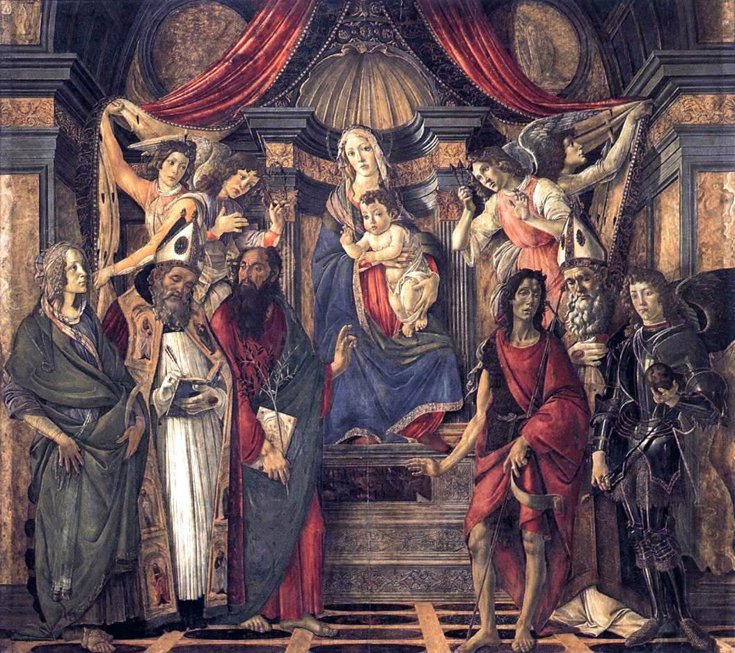 Sandro Botticelli The Virgin and Child with Four Angels and Six Saints (Pala di San Barnaba) - Canvas Print