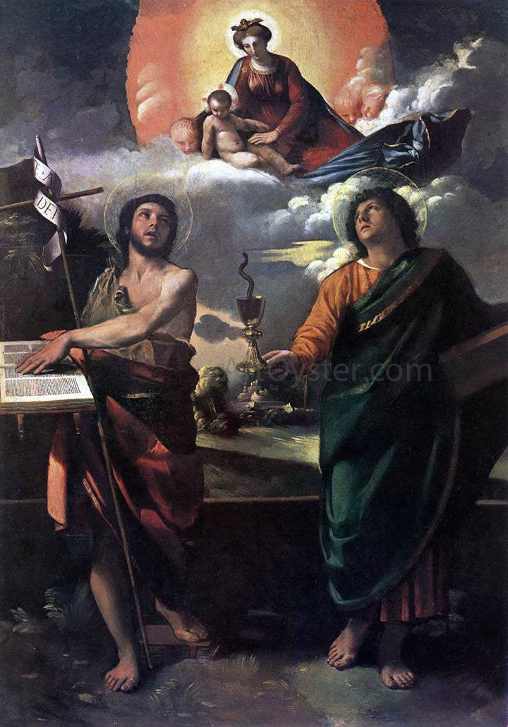  Dosso Dossi The Virgin Appearing to Sts John the Baptist and John the Evangelist - Canvas Print