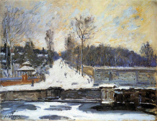  Alfred Sisley The Watering Place at Marly le Roi in Winter - Canvas Print