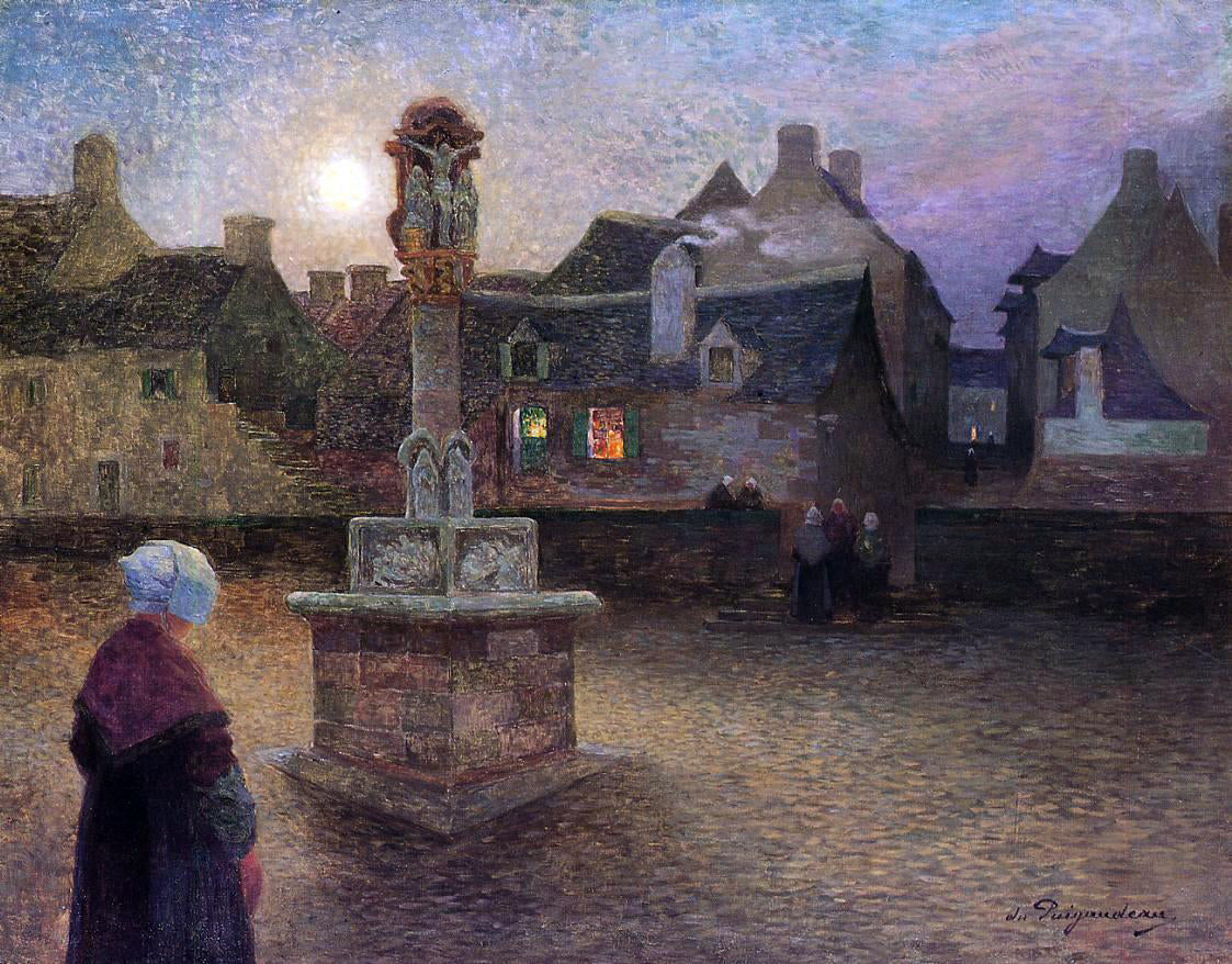  Ferdinand Du Puigaudeau The Wayside Cross at Rochefort-en-Terre (also known as Evening Service) - Canvas Print