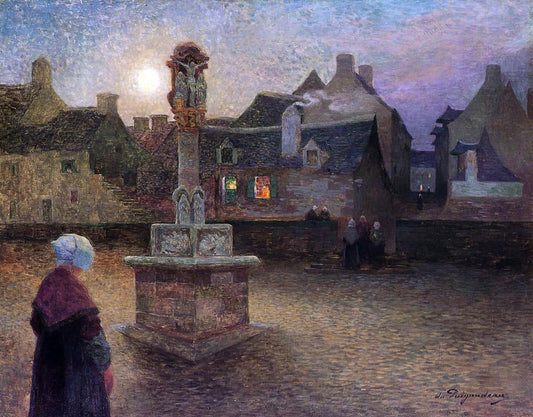  Ferdinand Du Puigaudeau The Wayside Cross at Rochefort-en-Terre (also known as Evening Service) - Canvas Print
