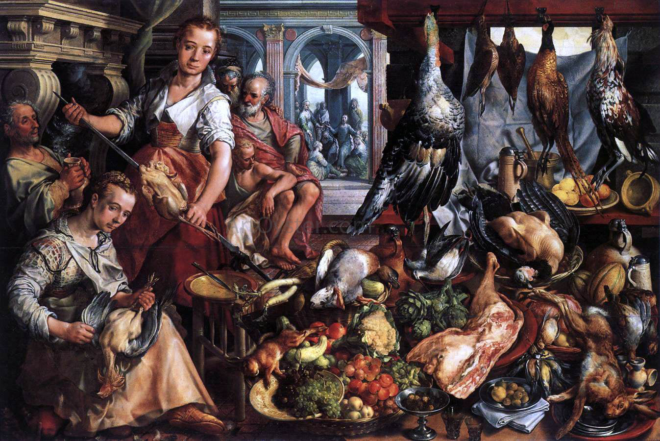  Joachim Beuckelaer The Well-Stocked Kitchen - Canvas Print