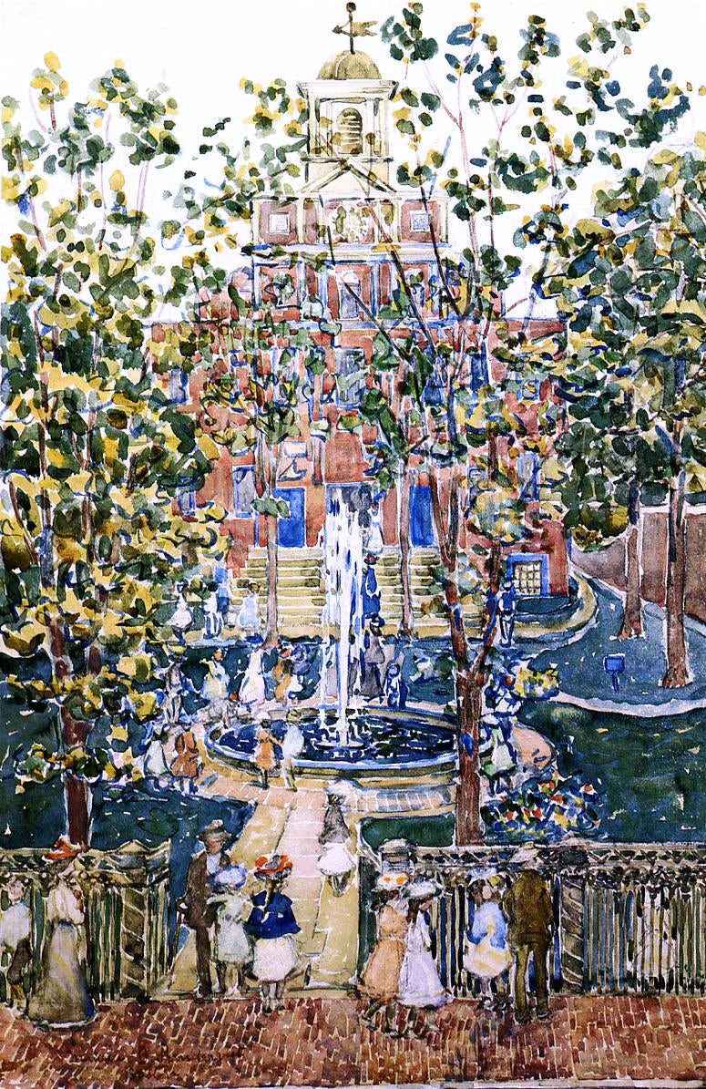  Maurice Prendergast The West Church (also known as Fountain at the West Church, Boston) - Canvas Print
