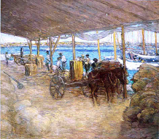  Julian Alden Weir The Wharves, Nassau - Canvas Print