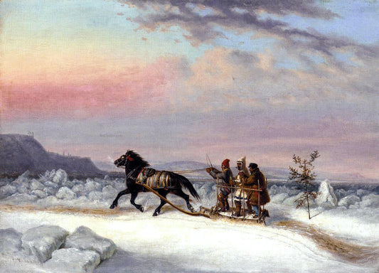  Cornelius Krieghoff The Winter Crossing from Levis to Quebec - Canvas Print