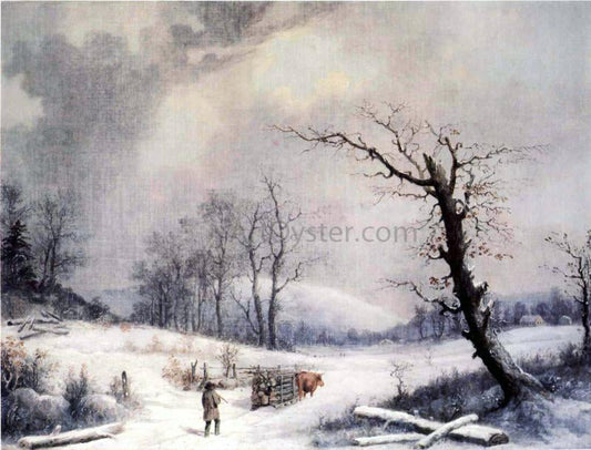  George Henry Durrie The Wood Sled (also known as Homeward Path) - Canvas Print