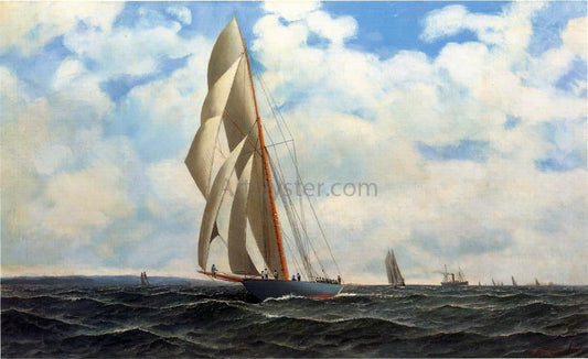  Antonio Jacobsen The Yacht Defender, on a Leeward Reach by Sandy Hook - Canvas Print