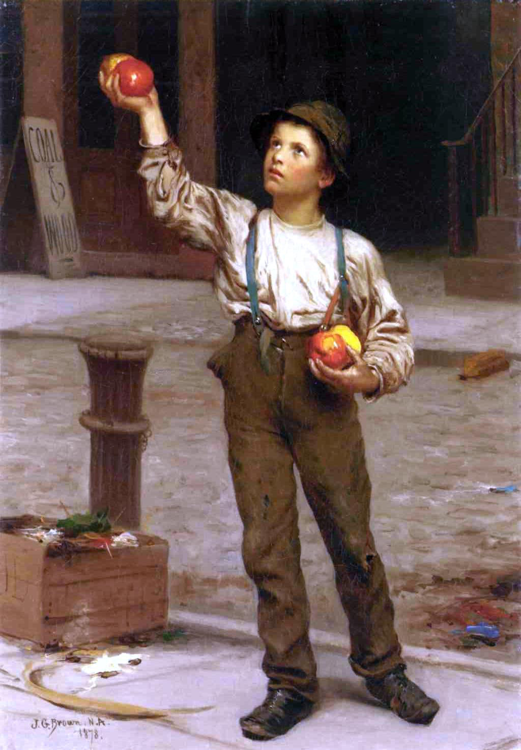  John George Brown The Young Apple Salesman - Canvas Print