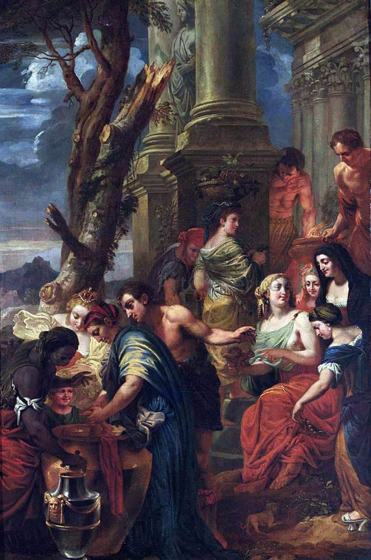 Jan-Erasmus Quellinus Thetis Dips Achilles in a Vase with Water from the Styx - Canvas Print