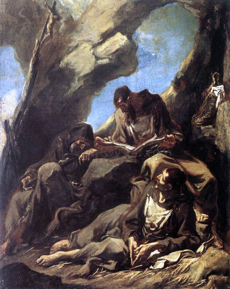  Alessandro Magnasco Three Capuchin Friars Meditating in their Hermitage - Canvas Print