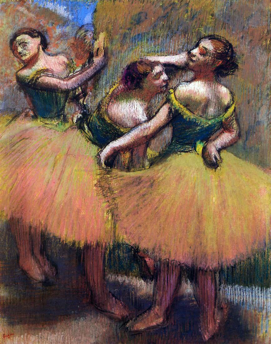  Edgar Degas Three Dancers, Green Blouses - Canvas Print