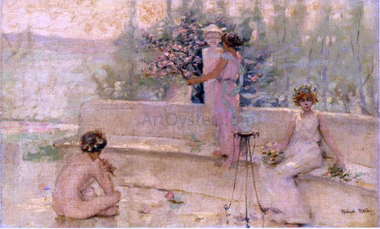  Robert Lewis Reid Three Figures in an Italian Garden - Canvas Print