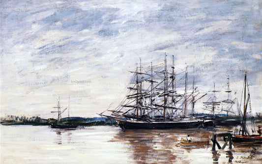  Eugene-Louis Boudin Three Masted Ship in Port, Bordeaux - Canvas Print