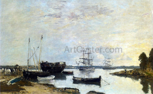  Eugene-Louis Boudin Three Masted Ship in the Harbor - Canvas Print