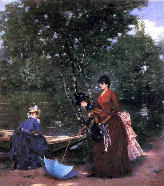  Francisco Miralles Y Gallup Three Parisian Women in the Bois de Boulogne - Canvas Print