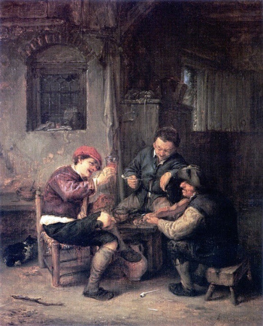  Adriaen Van Ostade Three Peasants at an Inn - Canvas Print