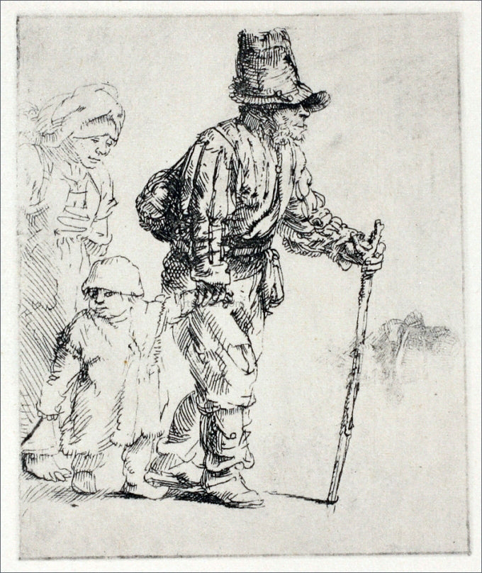  Rembrandt Van Rijn Three Peasants Travelling - Canvas Print