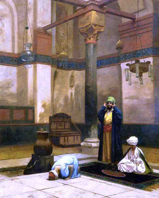  Jean-Leon Gerome Three Worshippers Praying in a Corner of a Mosque - Canvas Print