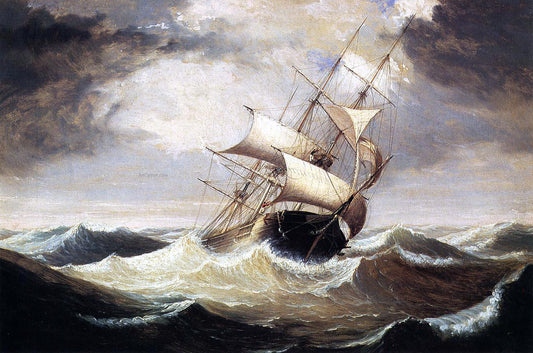  Fitz Hugh Lane Three-Master on a Rough Sea - Canvas Print