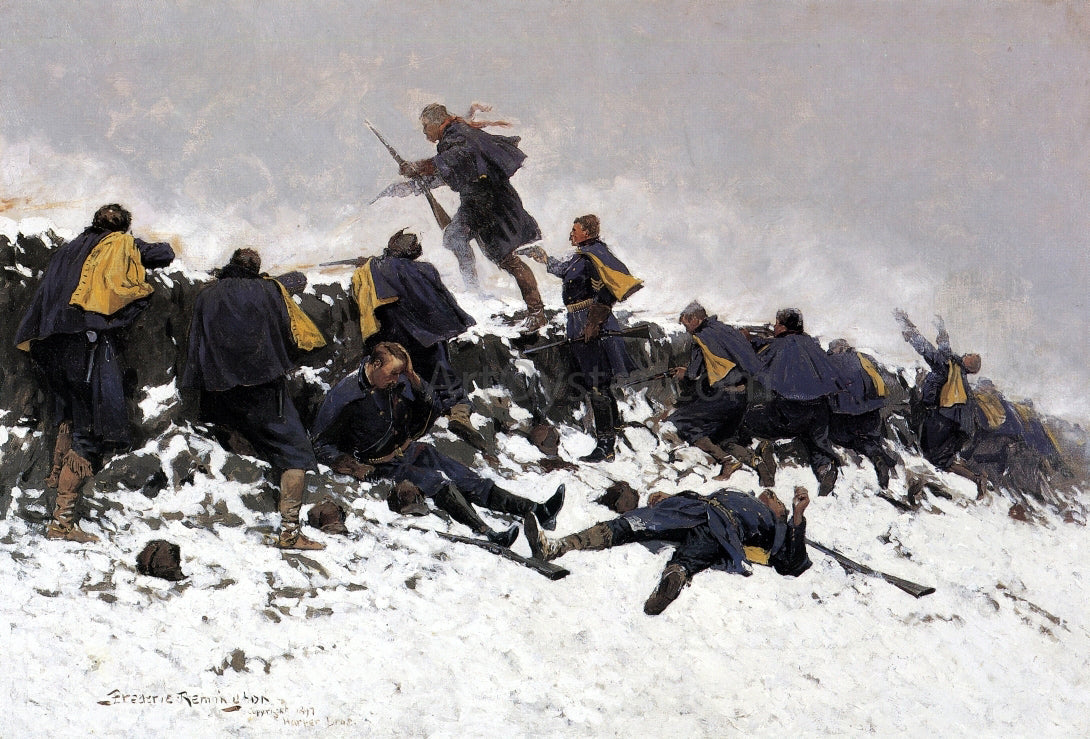  Frederic Remington Through the Smoke Sprang the Daring Soldier - Canvas Print