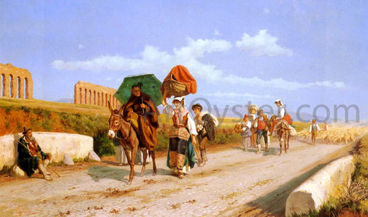  Pietro Gabrini Travellers In The Roman Campagna - Canvas Print