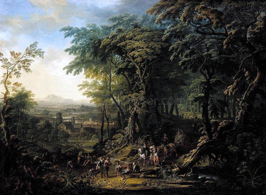  Franz Christoph Janneck Travellers on a Forest Road - Canvas Print