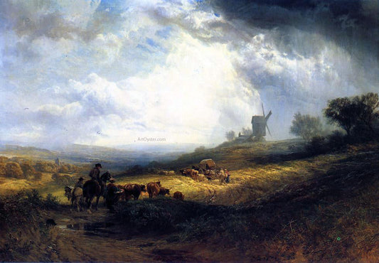  Samuel Prout Travellers on a Path in an Extensive Landscape - Canvas Print