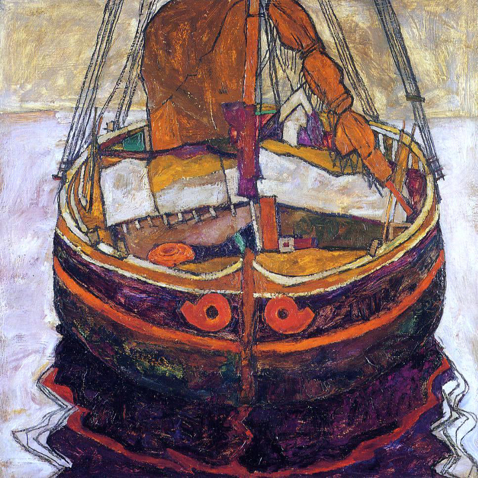  Egon Schiele A Trieste Fishing Boat - Canvas Print