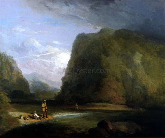  Henry Inman Trout Fishing in Sullivan County - Canvas Print