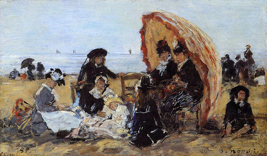  Eugene-Louis Boudin Trouville, on the Beach Sheltered by a Parasol - Canvas Print