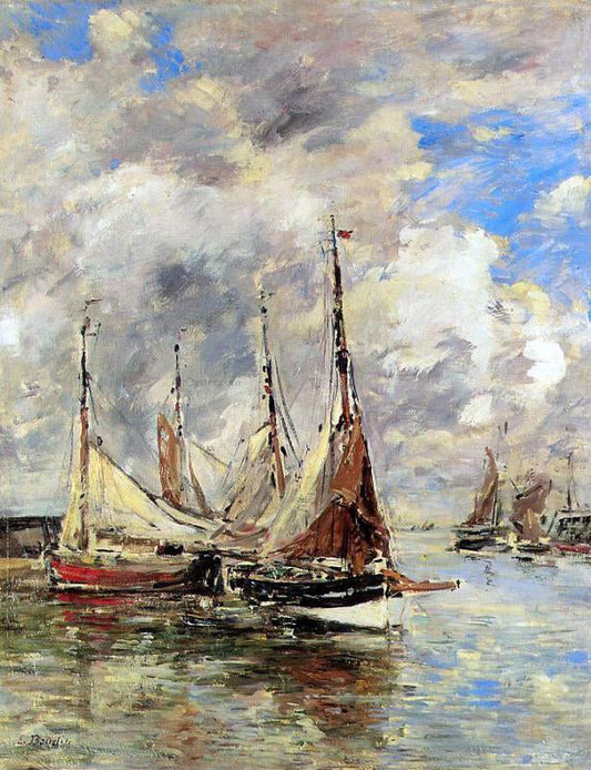  Eugene-Louis Boudin Trouville, the Piers, High Tide - Canvas Print