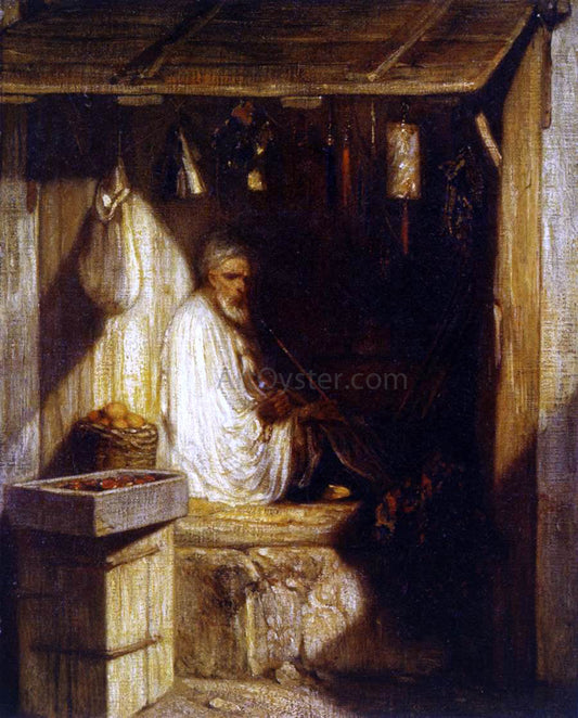  Alexandre Gabriel Decamps Turkish Merchant Smoking in His Shop - Canvas Print