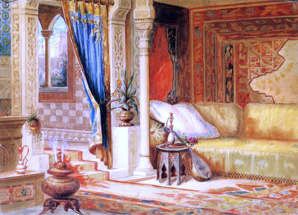  John Z Wood Turkish Room Theater Curtain Sketch - Canvas Print