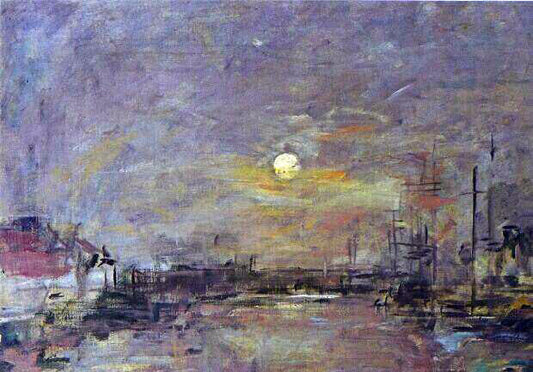  Eugene-Louis Boudin Twilight over the Basin of Le Havre - Canvas Print