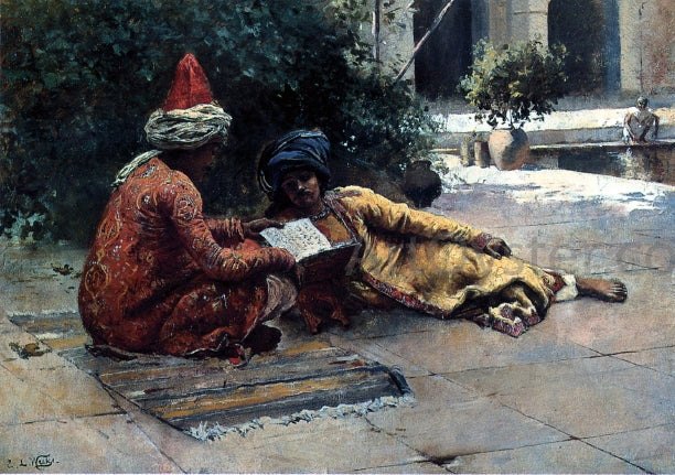  Edwin Lord Weeks Two Arabs Reading in a Courtyard - Canvas Print