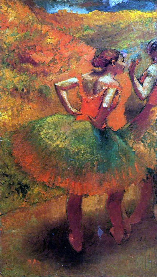  Edgar Degas Two Dancers in Green Skirts, Landscape Scenery - Canvas Print