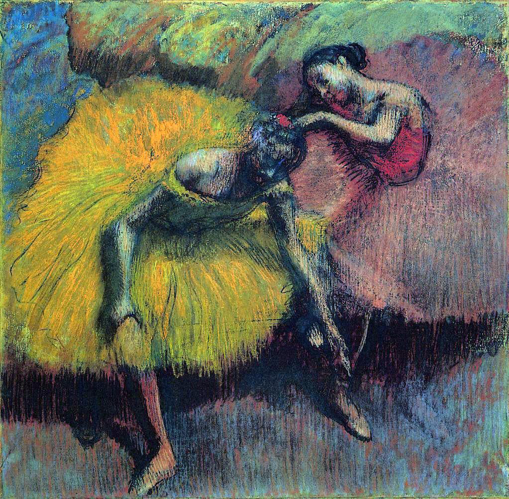  Edgar Degas Two Dancers in Yellow and Pink - Canvas Print