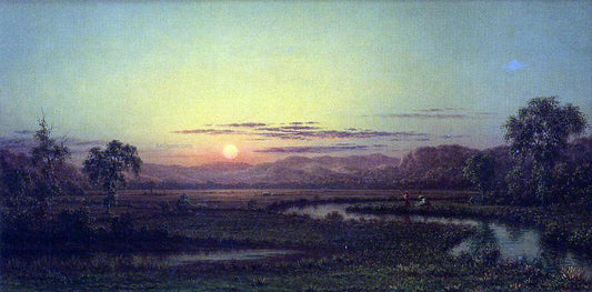  Martin Johnson Heade Two Fishermen in the Marsh, at Sunset - Canvas Print