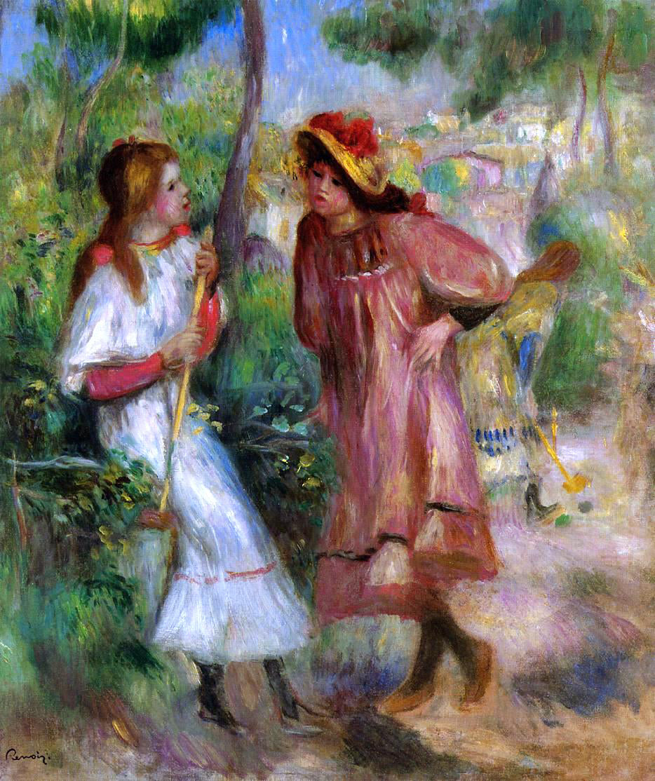  Pierre Auguste Renoir Two Girls in the Garden at Montmartre - Canvas Print