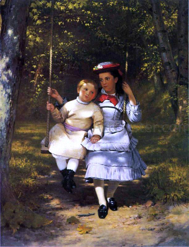  John George Brown Two Girls on a Swing - Canvas Print